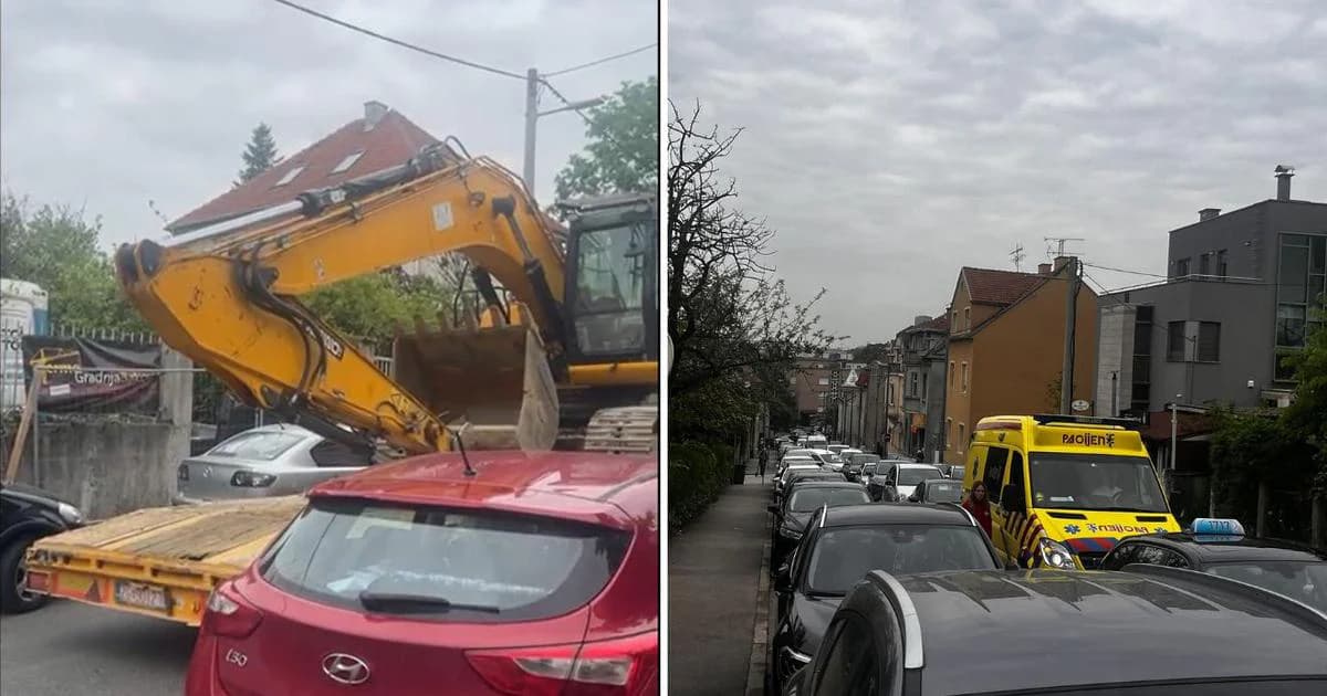 Prometni čep u Zajevoj ulici kod KB Merkur zbog kamiona sa bagerom