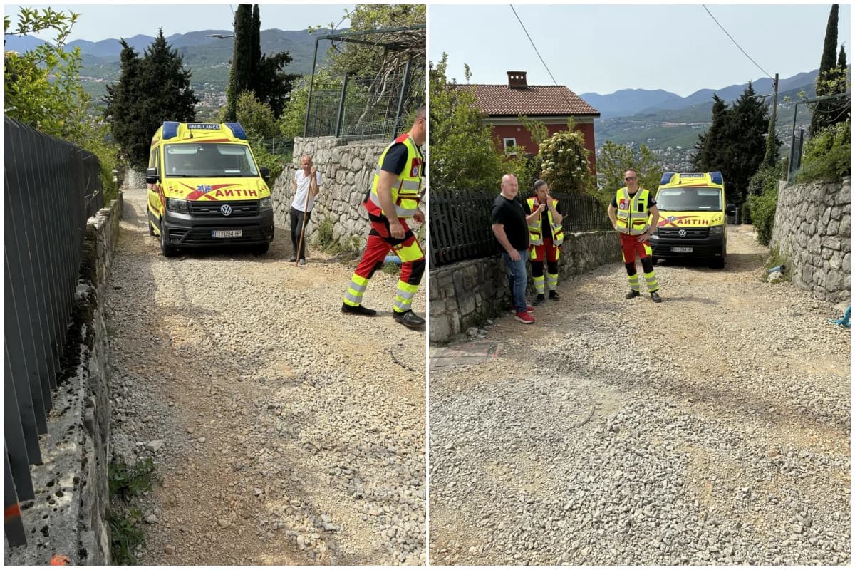 Vatrogasci intervenirali kako bi izvukli vozilo Hitne pomoći iz neprohodne ceste u Kastvu