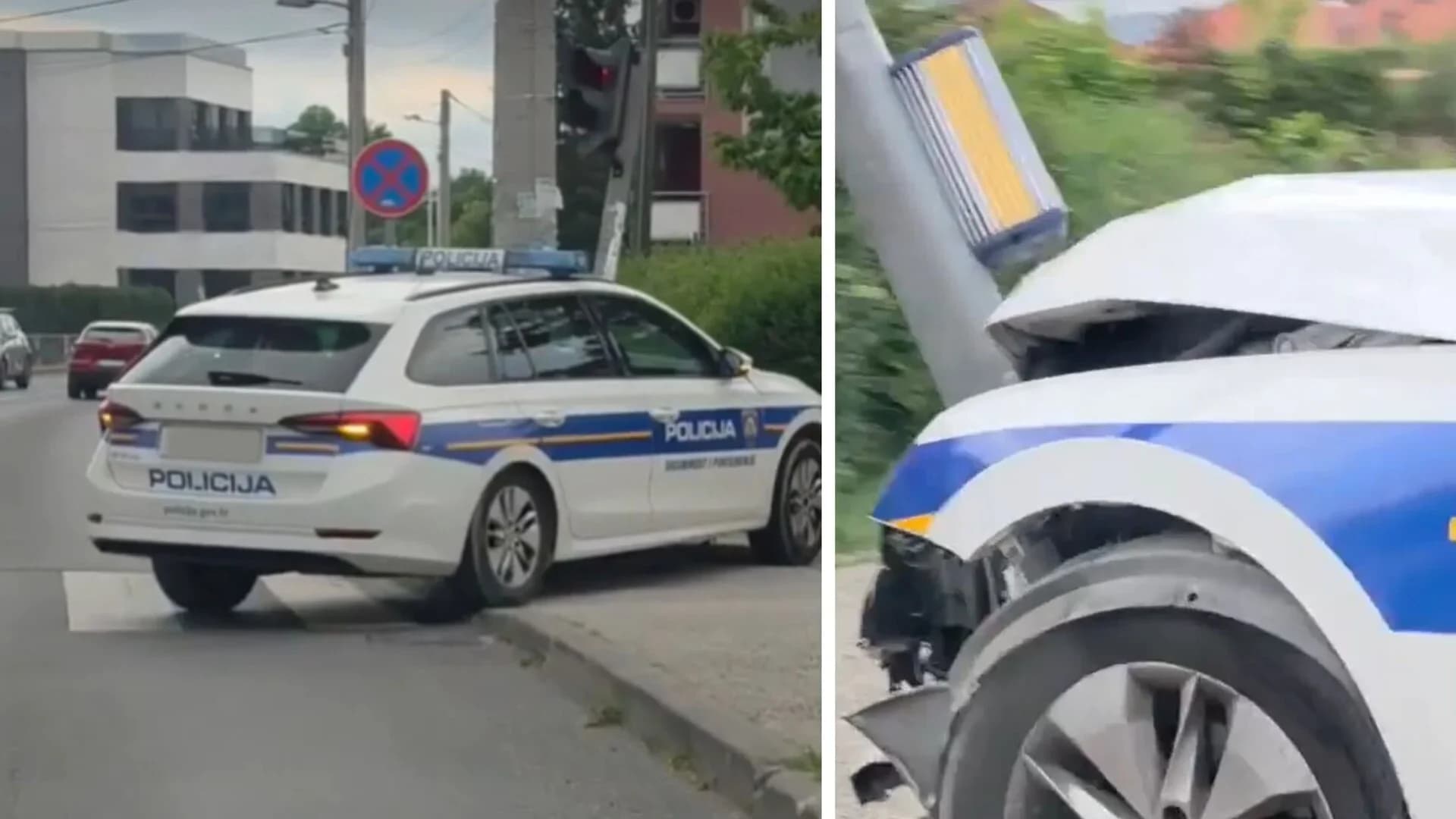 Policijsko vozilo srušilo semafor u Zagrebu, očevid u tijeku