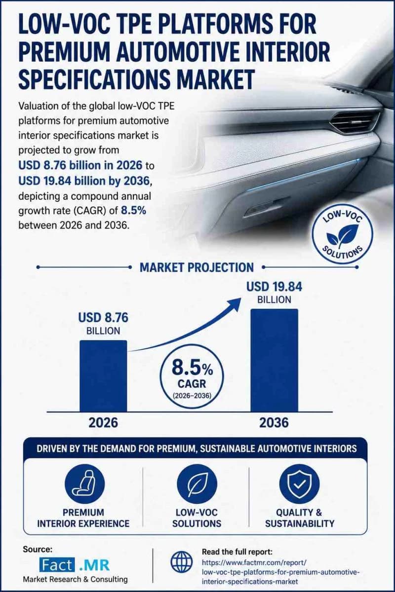 Tržište niskovrijednih TPE platformi za premium unutrašnjost automobila dosegnut će 19,84 milijardi dolara do 2036. godine